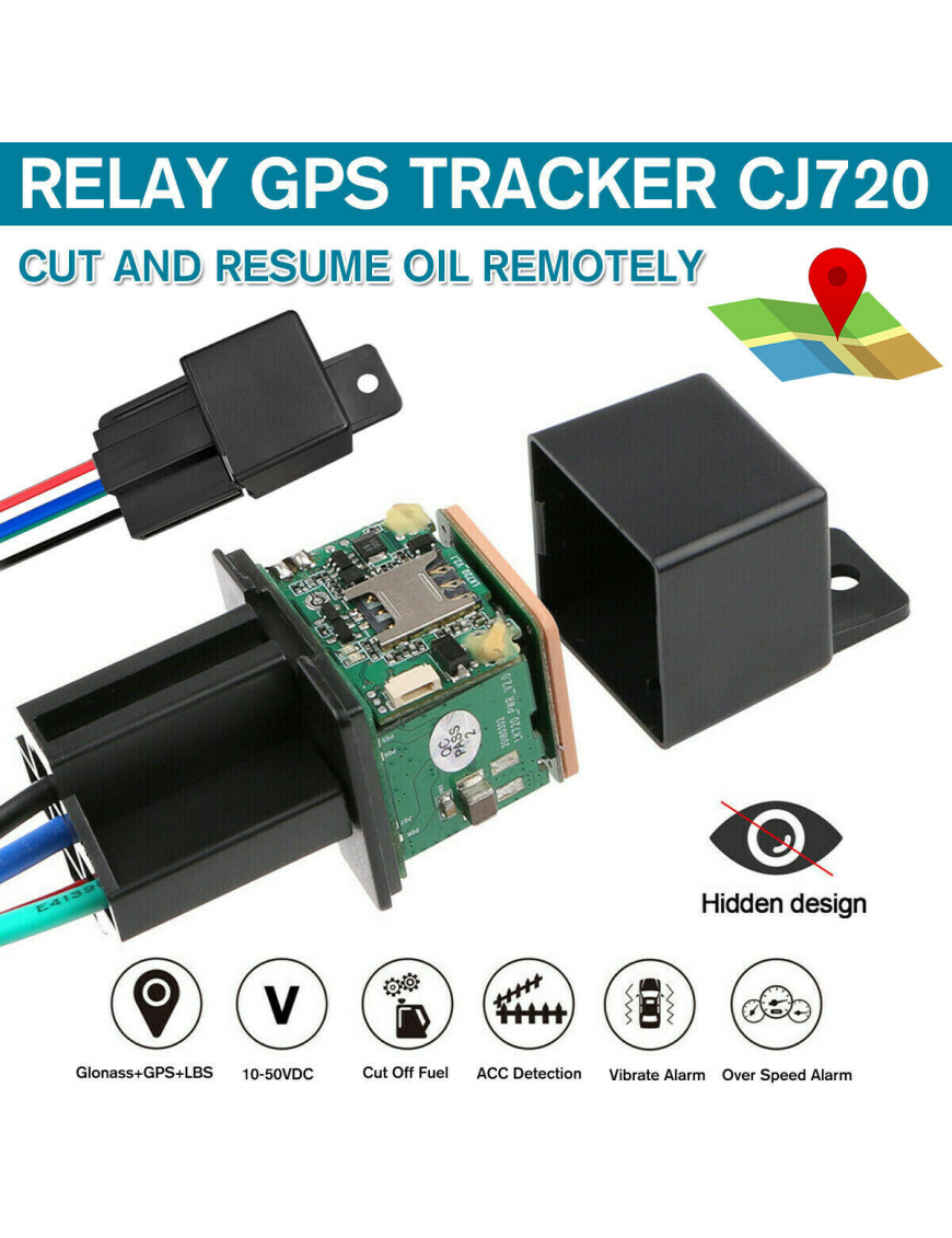 Gps Car Tracker Real Time Device Locator Remote Control Anti-theft Hidden 10-40v Locator black